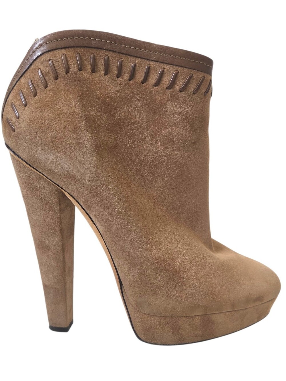 Jimmy Choo Evans Suede Leather Brown Beige Platform Bootie Sz 40 Sz 9